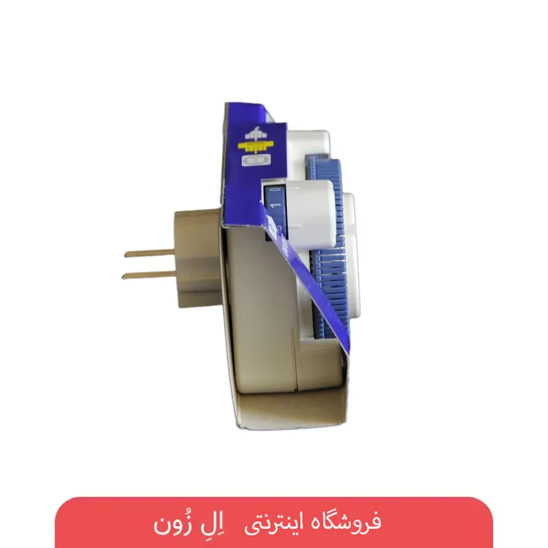 نمای نزدیک تایمر آنالوگ پریزی Theben Timer 26 با صفحه مدرج ۲۴ ساعته و قطعات تنظیم ۱۵ دقیقه‌ای.